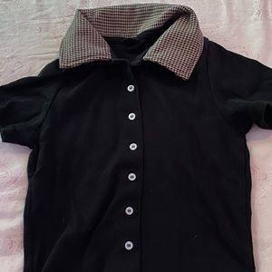 Cute rare black button up top with collar.